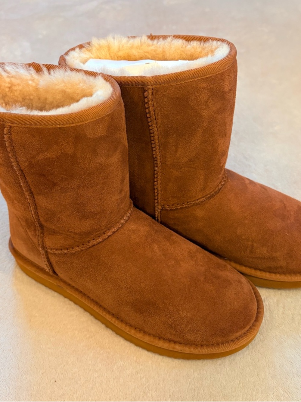 Cozie Steps Classic Women's Water Resistant Suede Shearling Boots in Chestnut